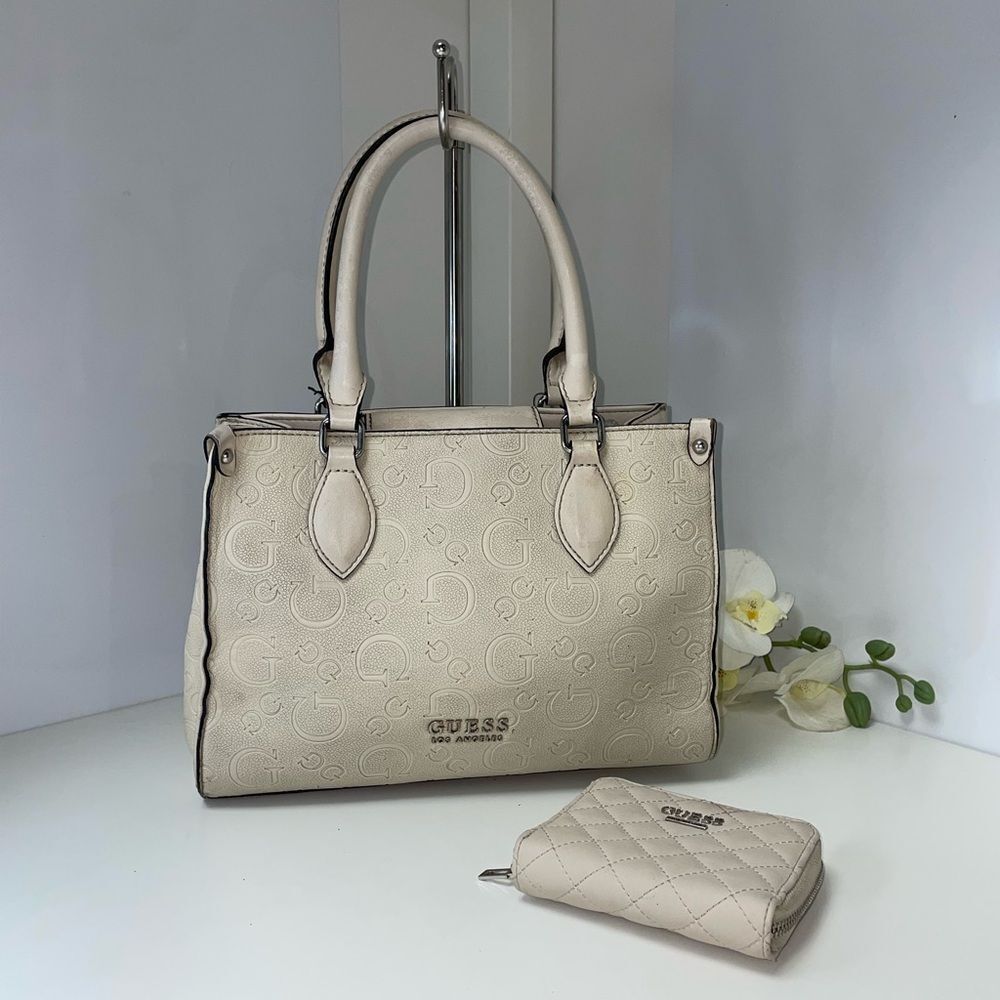Guess Beige Satchel & Wallet Lot